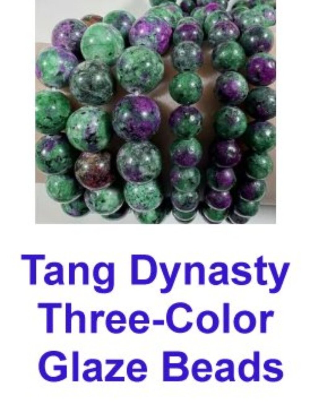 Tang Dynasty Three-Color Glaze Beads 15" Strand